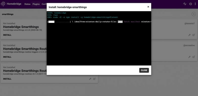 homebridge инсталиране на плъгини и приставки