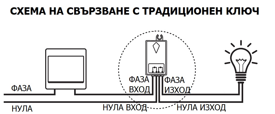 схема на свързване с традиционен ключ