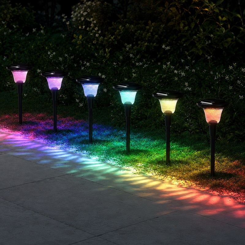 соларни rgb градински лампи пътека
