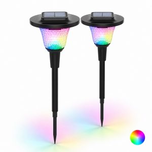 комплект соларни rgb лампи за пътека