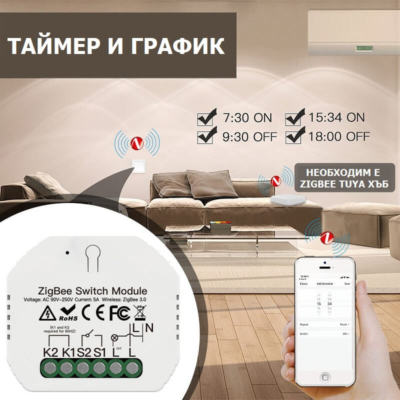 таймер и график за работа на zigbee модул diy