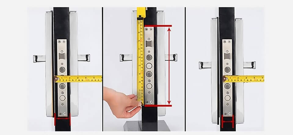 измерване на големината на ключалка с линия и рулетка