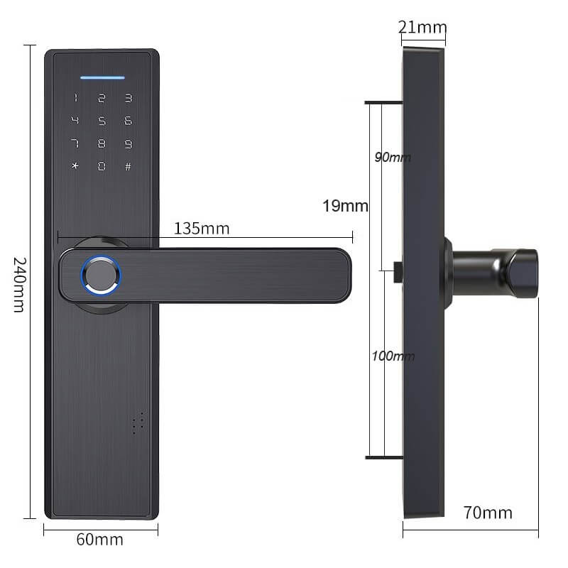 размери на биометрична брава