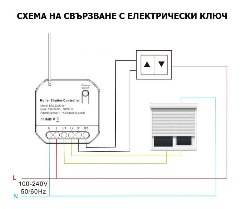 схема на свързване на контролер за щори с ключ