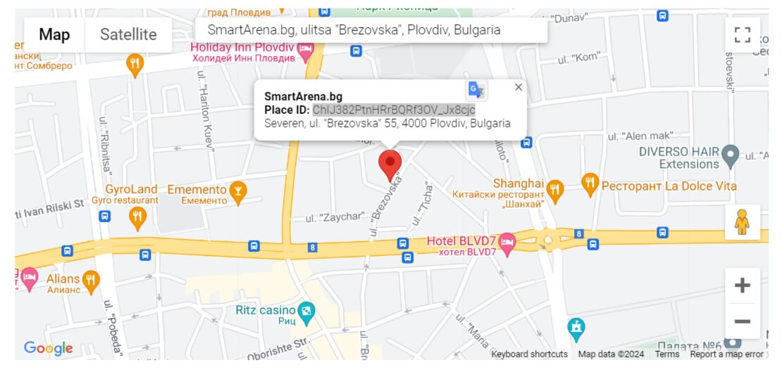 place id на бизнес в google