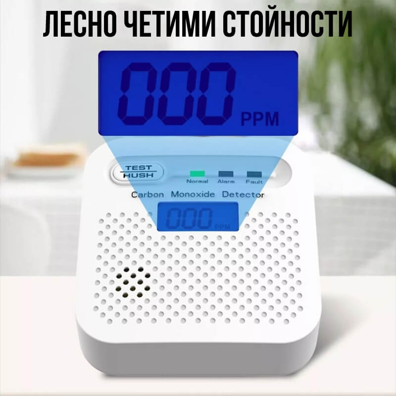 показания на CO аларма с дисплей