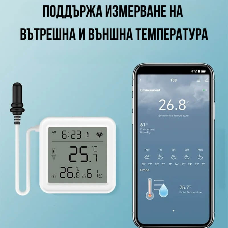 измерване на външна и вътрешна температура едновременно