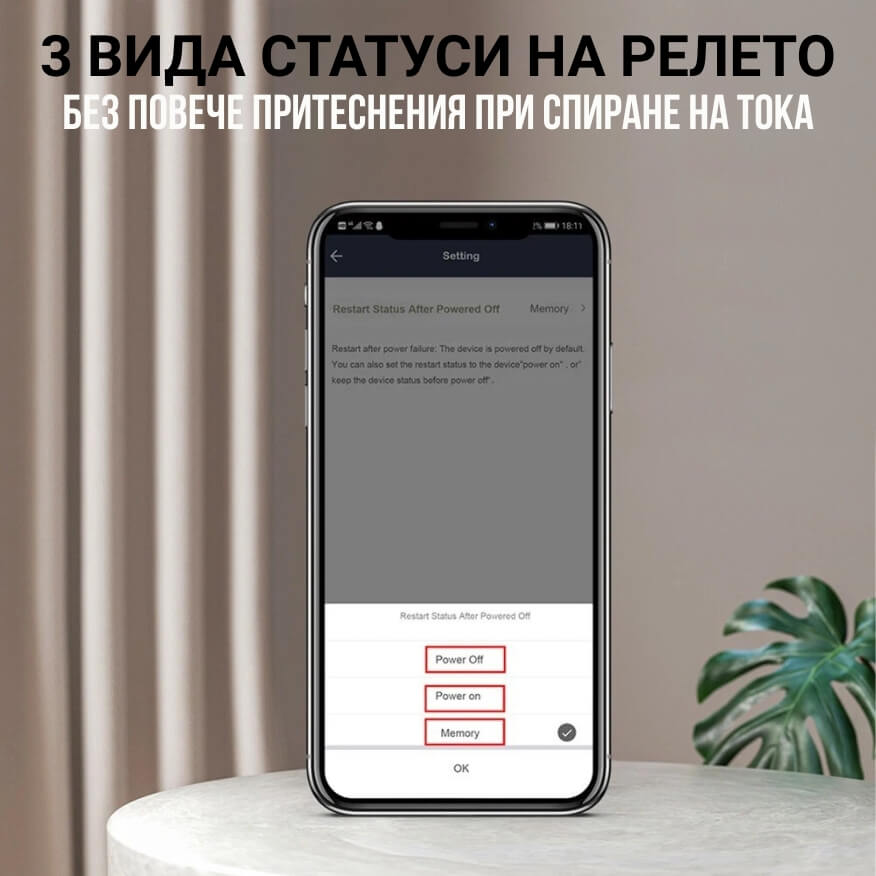 статус на релето на контакт с ватметър