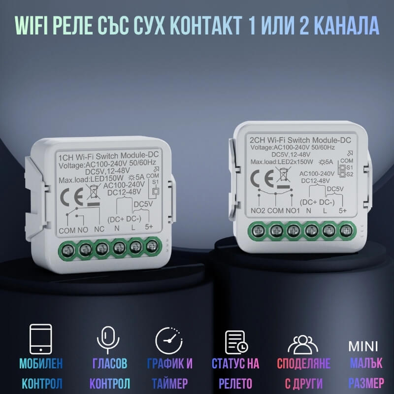 wifi релета със сух контакт