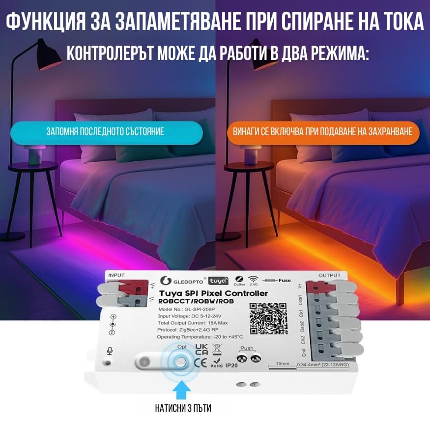 памет при спиране на тока на контролер за лед лента