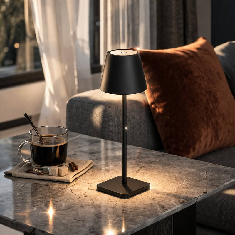 черна настолна лампа