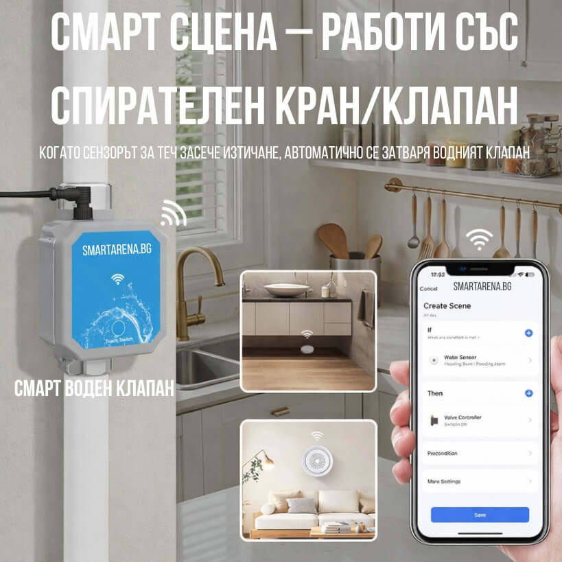 сцена за задействане за затваряне на спирателен кран