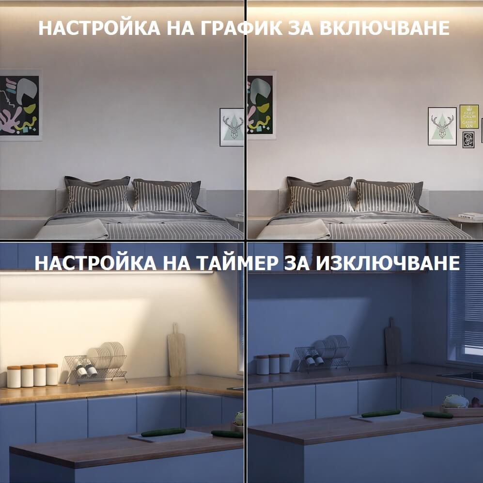 настройка на таймер и график за работа на лед лента