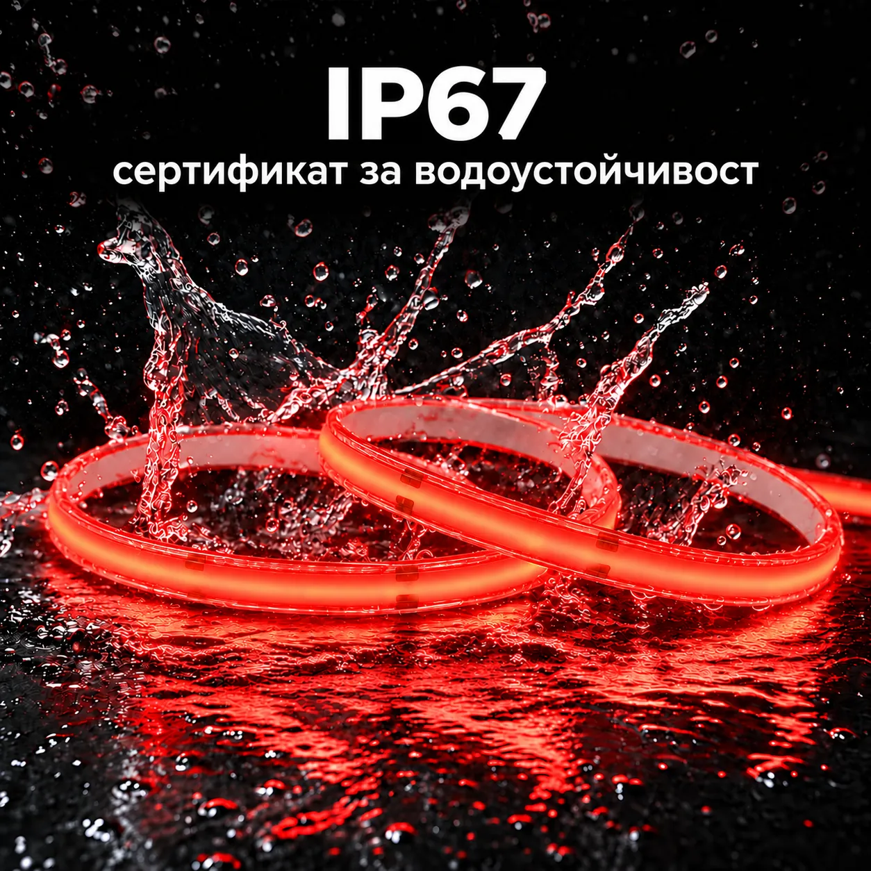 COB led лента червена водоустойчива